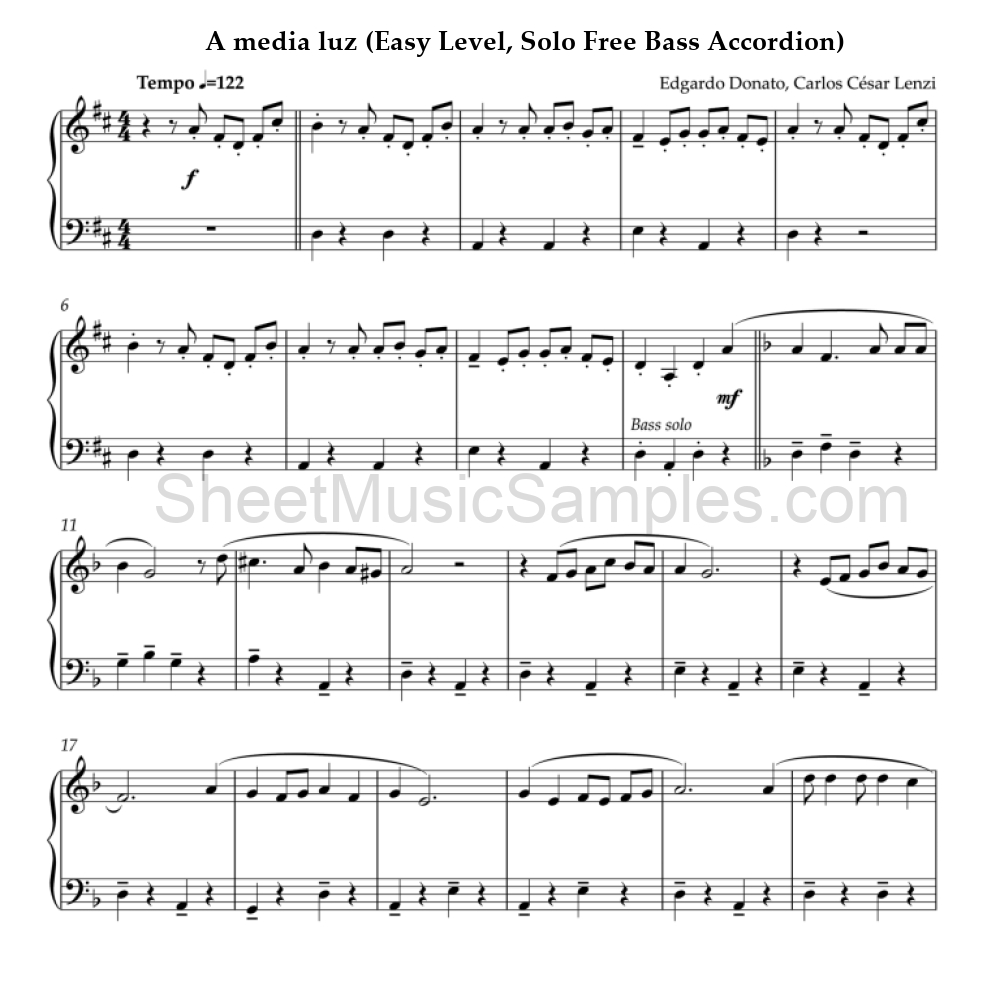 A media luz (Easy Level, Solo Free Bass Accordion)