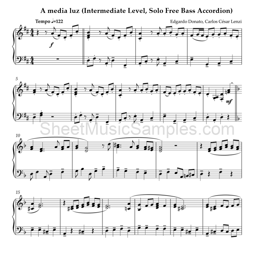 A media luz (Intermediate Level, Solo Free Bass Accordion)