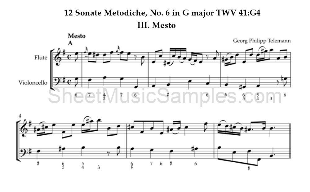 12 Sonate Metodiche, No. 6 in G major TWV 41:G4 - III. Mesto