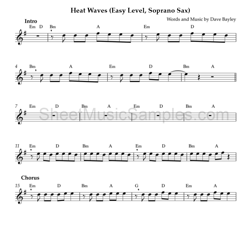 Heat Waves (Easy Level, Soprano Sax)