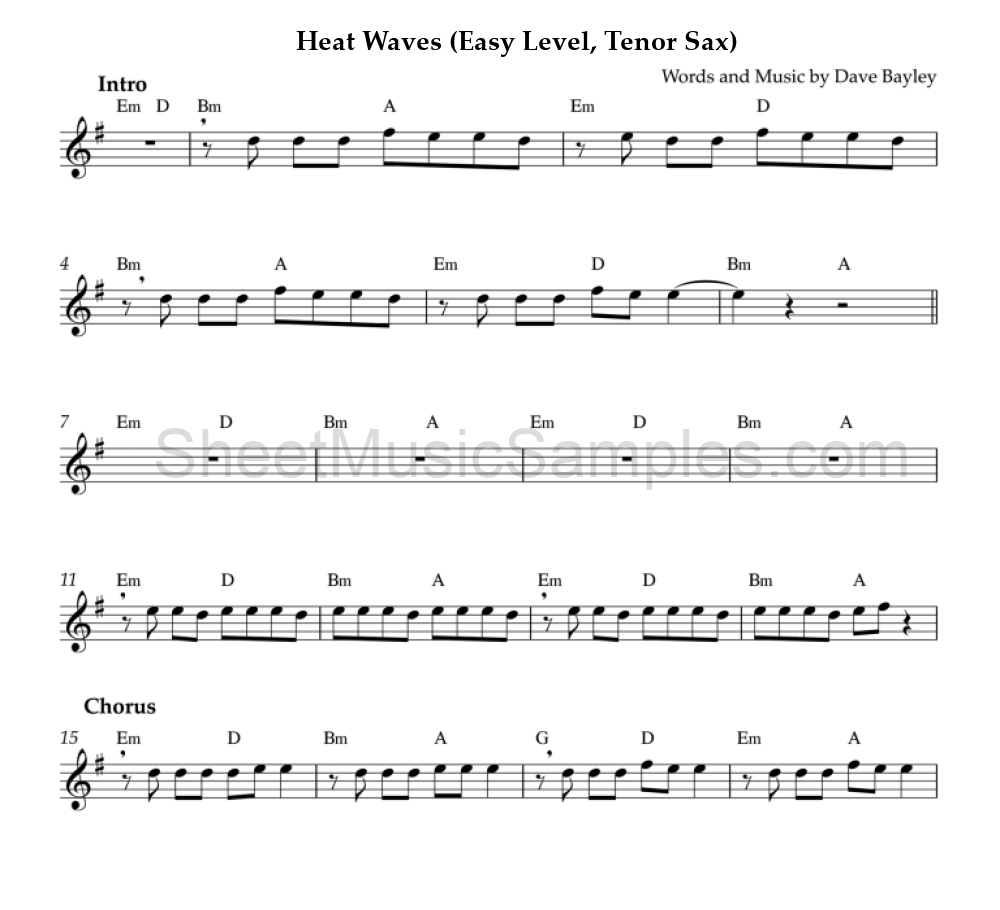 Heat Waves (Easy Level, Tenor Sax)