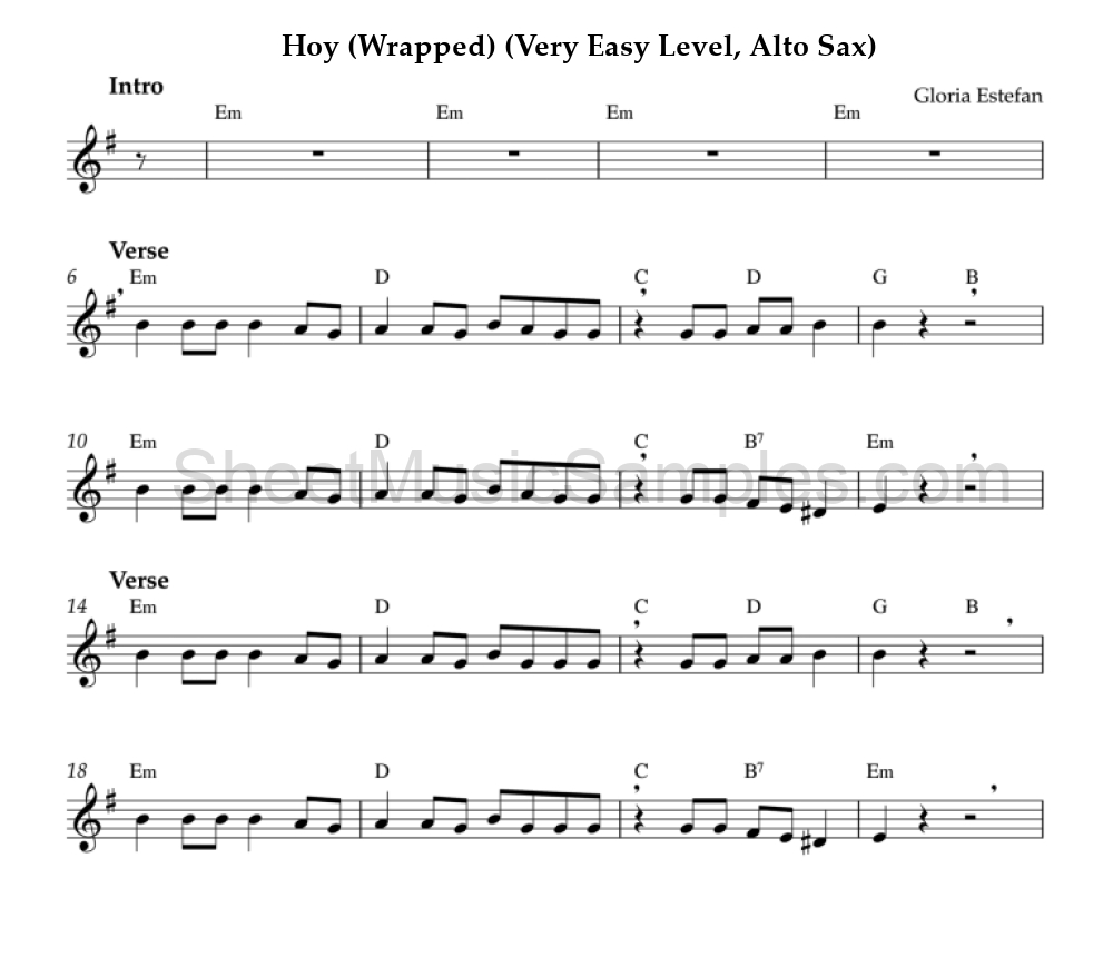 Hoy (Wrapped) (Very Easy Level, Alto Sax)