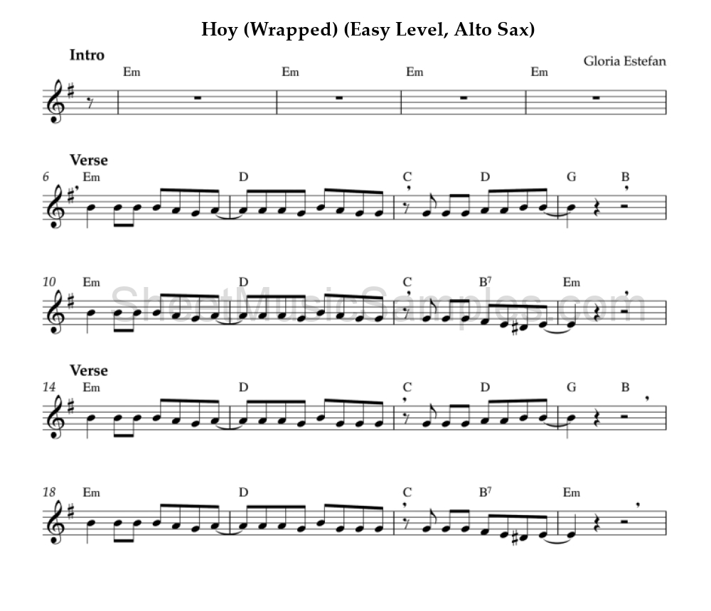 Hoy (Wrapped) (Easy Level, Alto Sax)