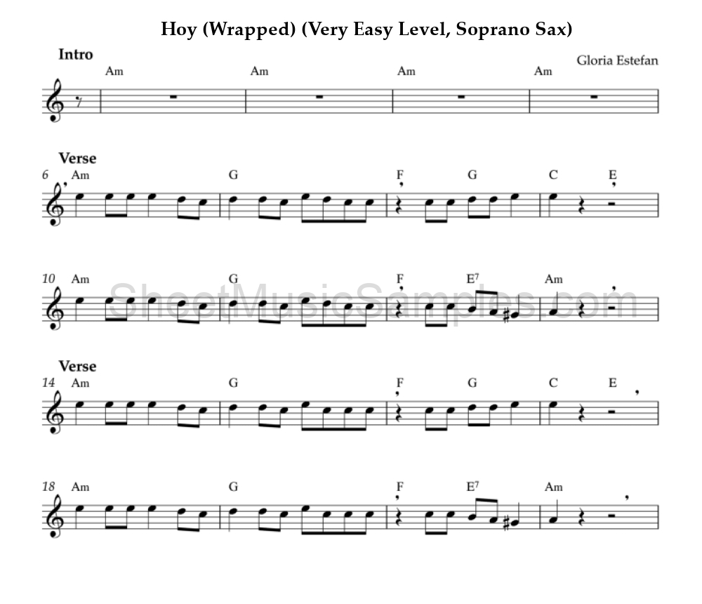 Hoy (Wrapped) (Very Easy Level, Soprano Sax)