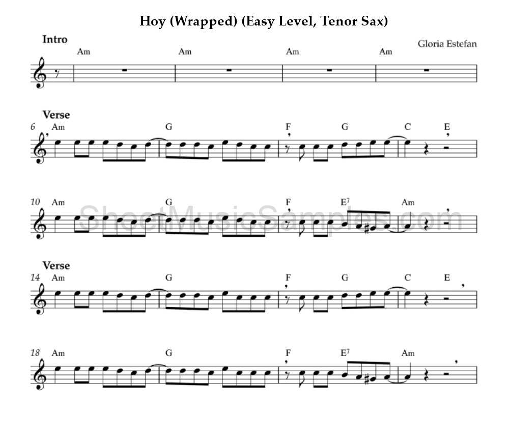 Hoy (Wrapped) (Easy Level, Tenor Sax)