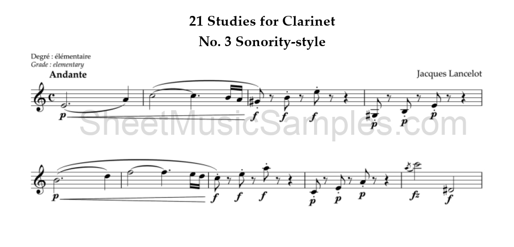 21 Studies for Clarinet - No. 3 Sonority-style