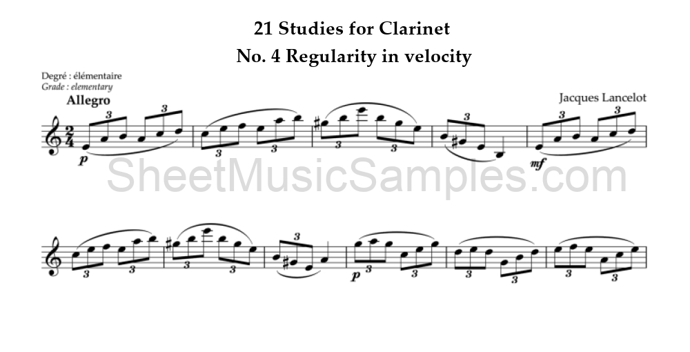 21 Studies for Clarinet - No. 4 Regularity in velocity