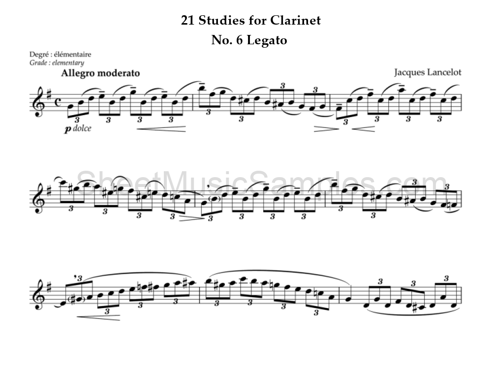 21 Studies for Clarinet - No. 6 Legato