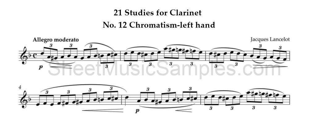 21 Studies for Clarinet - No. 12 Chromatism-left hand