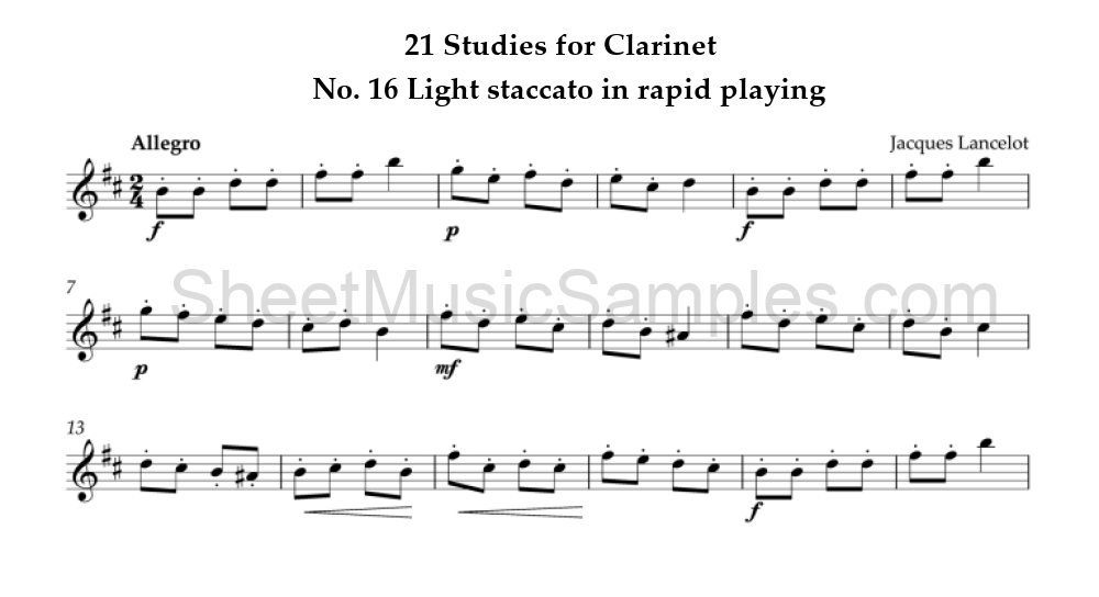 21 Studies for Clarinet - No. 16 Light staccato in rapid playing