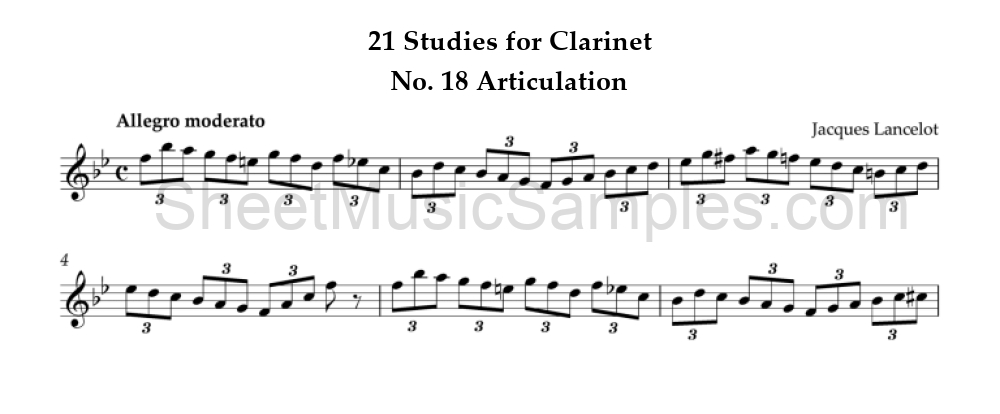 21 Studies for Clarinet - No. 18 Articulation