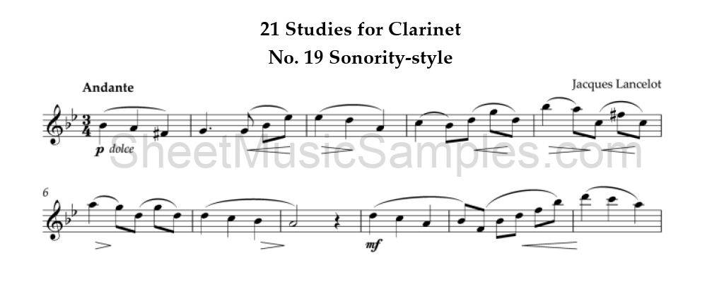 21 Studies for Clarinet - No. 19 Sonority-style