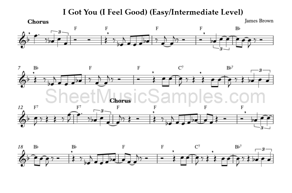 I Got You (I Feel Good) (Easy/Intermediate Level)