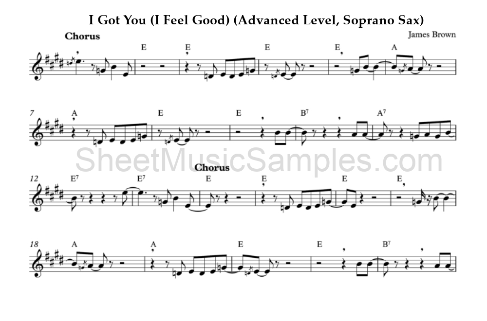 I Got You (I Feel Good) (Advanced Level, Soprano Sax)