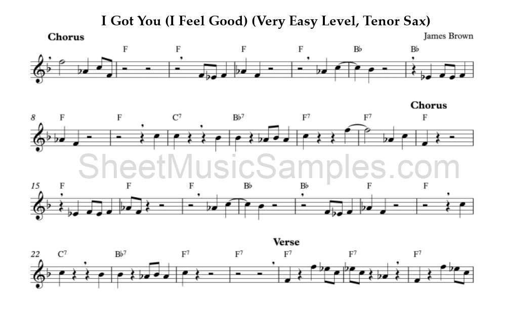 I Got You (I Feel Good) (Very Easy Level, Tenor Sax)