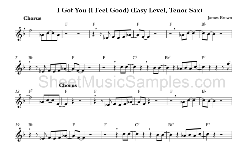 I Got You (I Feel Good) (Easy Level, Tenor Sax)