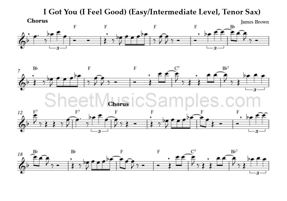 I Got You (I Feel Good) (Easy/Intermediate Level, Tenor Sax)