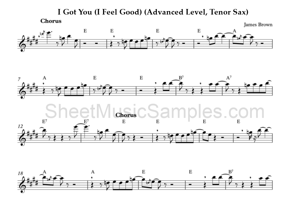 I Got You (I Feel Good) (Advanced Level, Tenor Sax)