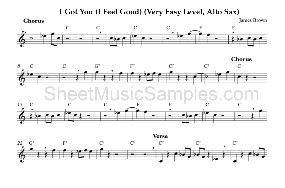 I Got You (I Feel Good) (Very Easy Level, Alto Sax)