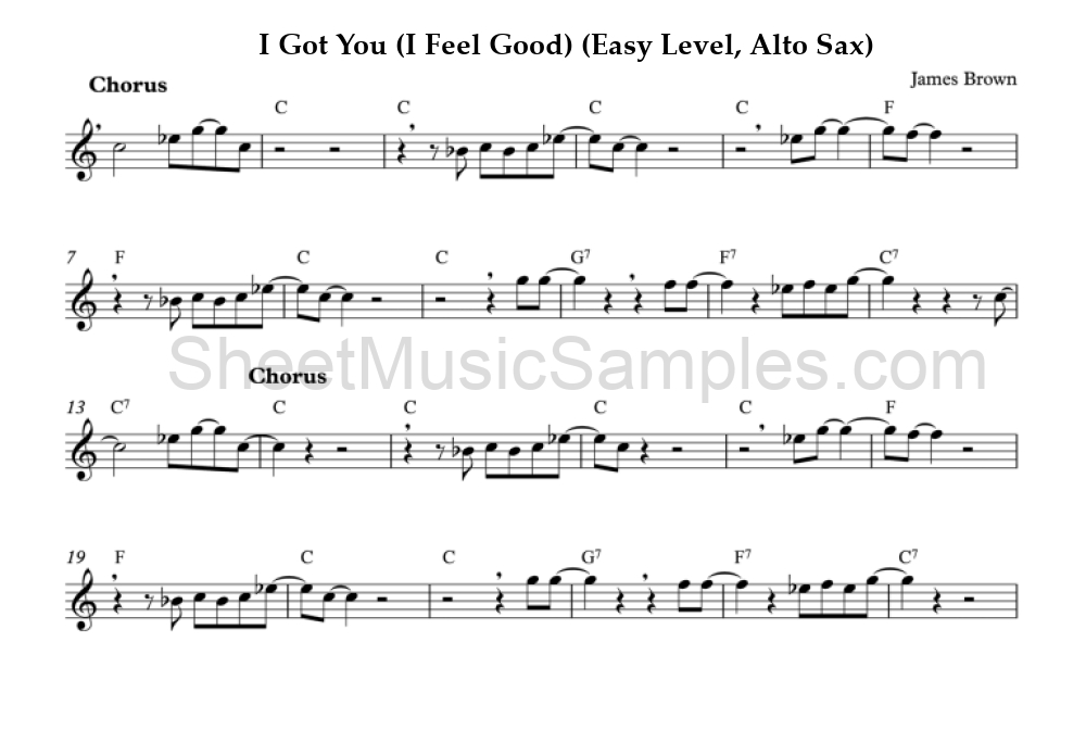 I Got You (I Feel Good) (Easy Level, Alto Sax)