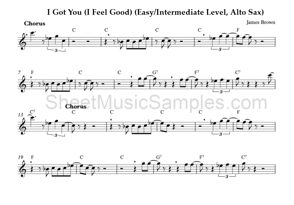 I Got You (I Feel Good) (Easy/Intermediate Level, Alto Sax)