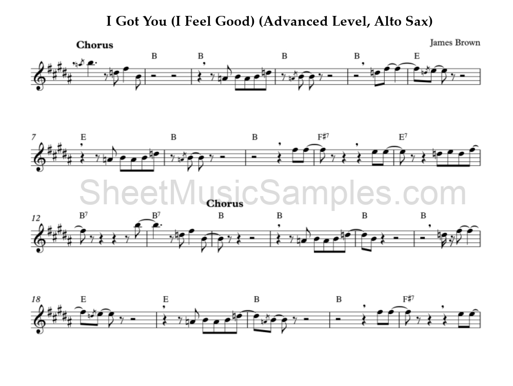 I Got You (I Feel Good) (Advanced Level, Alto Sax)