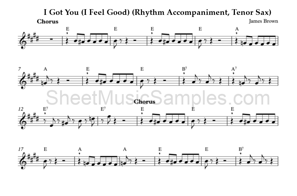 I Got You (I Feel Good) (Rhythm Accompaniment, Tenor Sax)