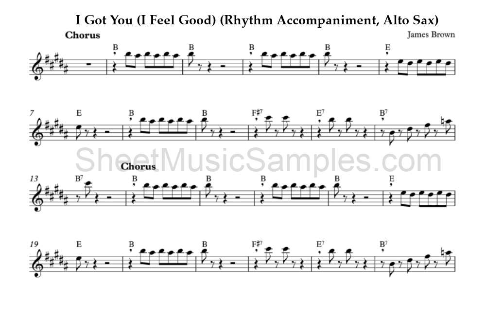 I Got You (I Feel Good) (Rhythm Accompaniment, Alto Sax)