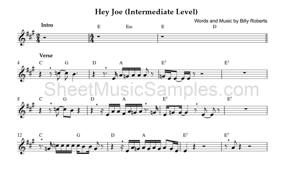 Hey Joe (Intermediate Level)