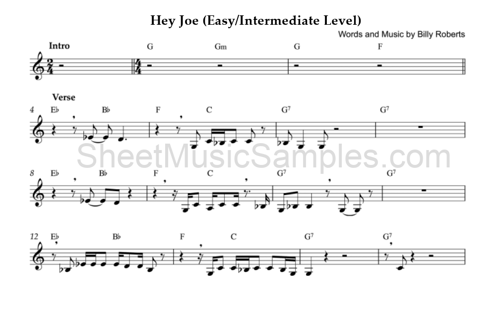 Hey Joe (Easy/Intermediate Level)