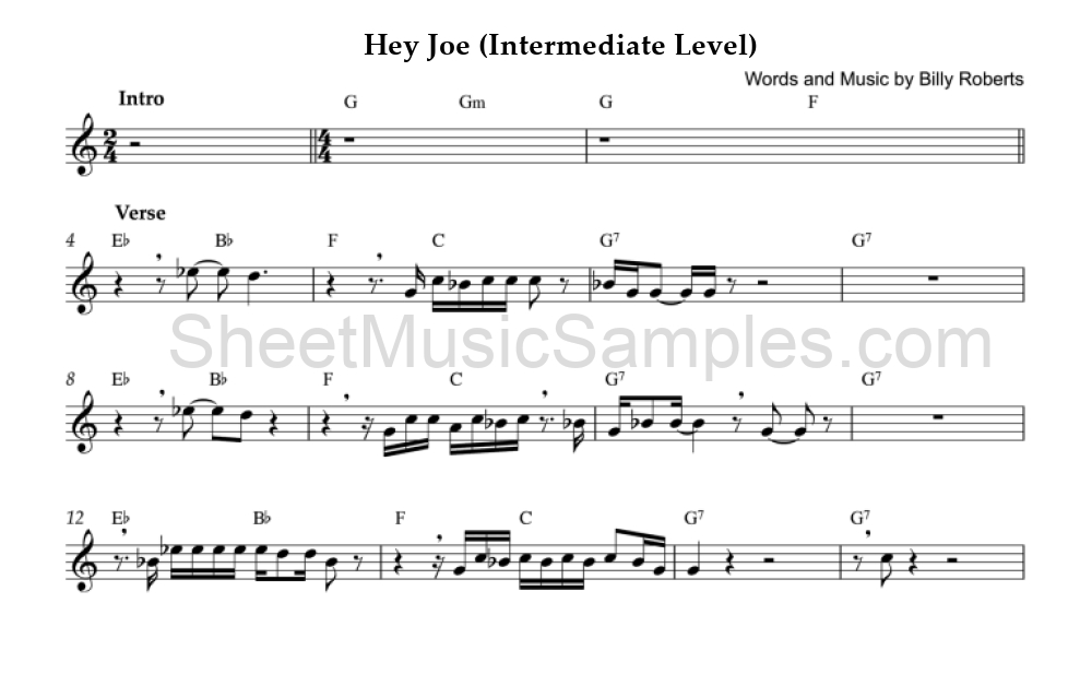 Hey Joe (Intermediate Level)