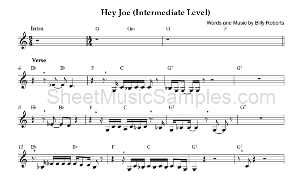 Hey Joe (Intermediate Level)