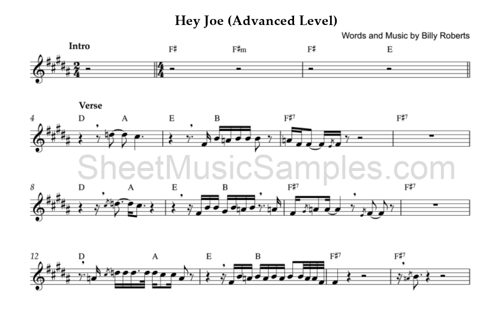 Hey Joe (Advanced Level)