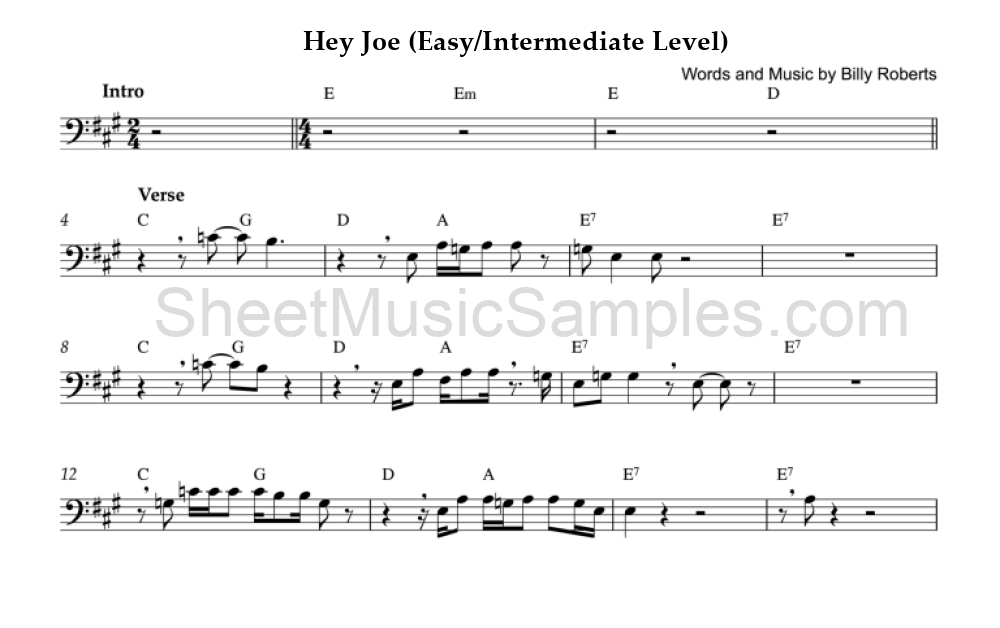 Hey Joe (Easy/Intermediate Level)