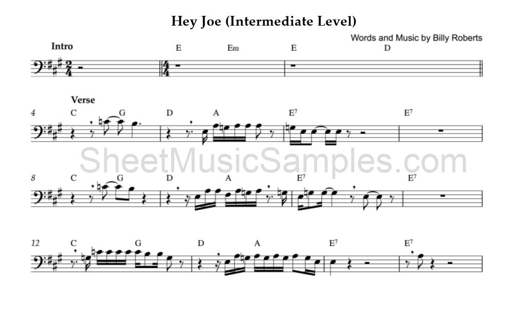 Hey Joe (Intermediate Level)