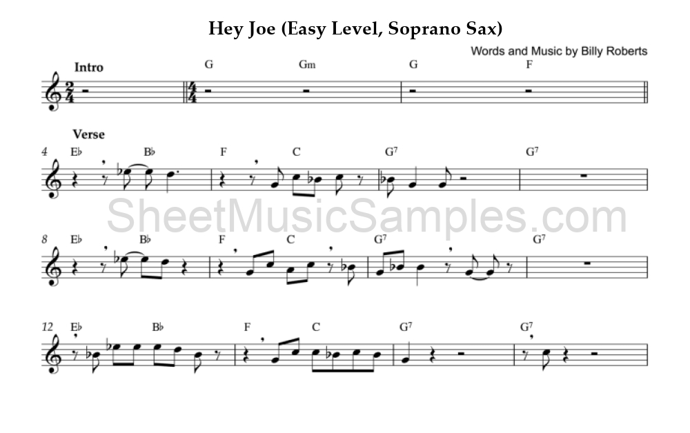 Hey Joe (Easy Level, Soprano Sax)