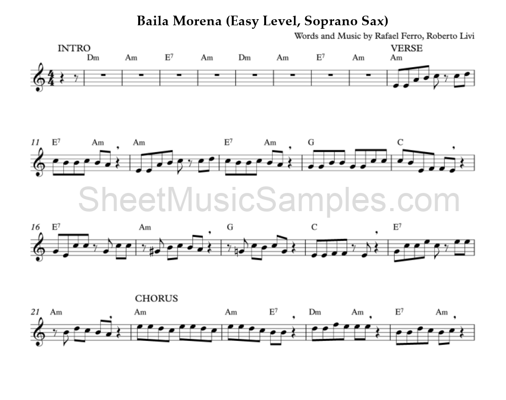 Baila Morena (Easy Level, Soprano Sax)