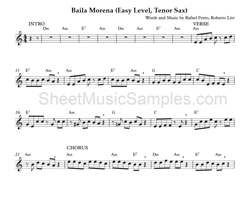 Baila Morena (Easy Level, Tenor Sax)