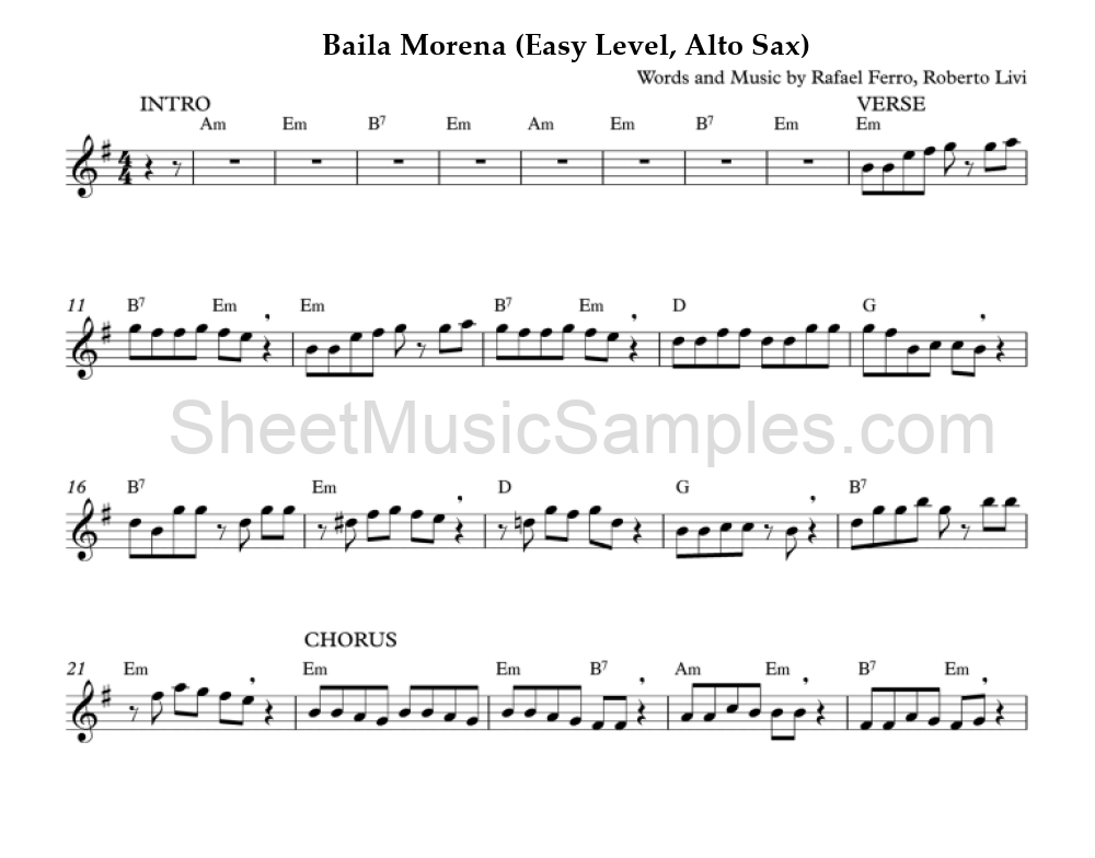 Baila Morena (Easy Level, Alto Sax)