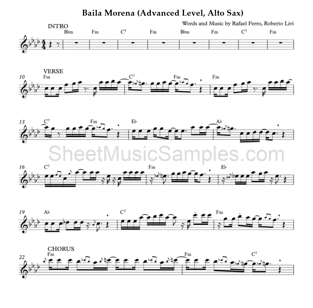 Baila Morena (Advanced Level, Alto Sax)