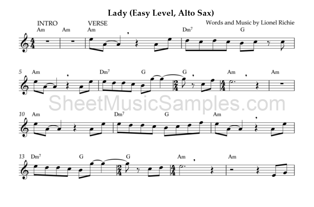 Lady (Easy Level, Alto Sax)