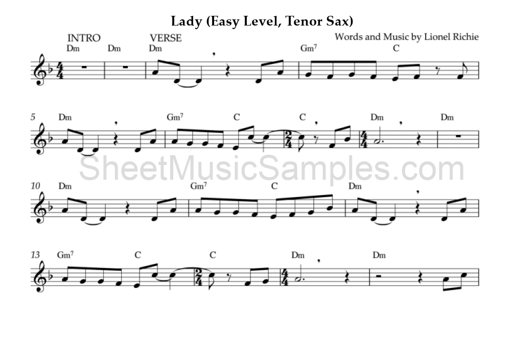 Lady (Easy Level, Tenor Sax)