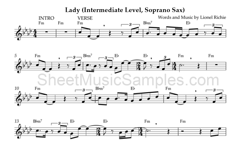 Lady (Intermediate Level, Soprano Sax)