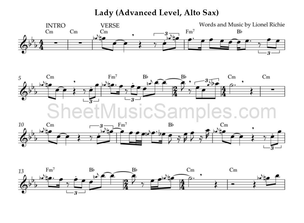 Lady (Advanced Level, Alto Sax)