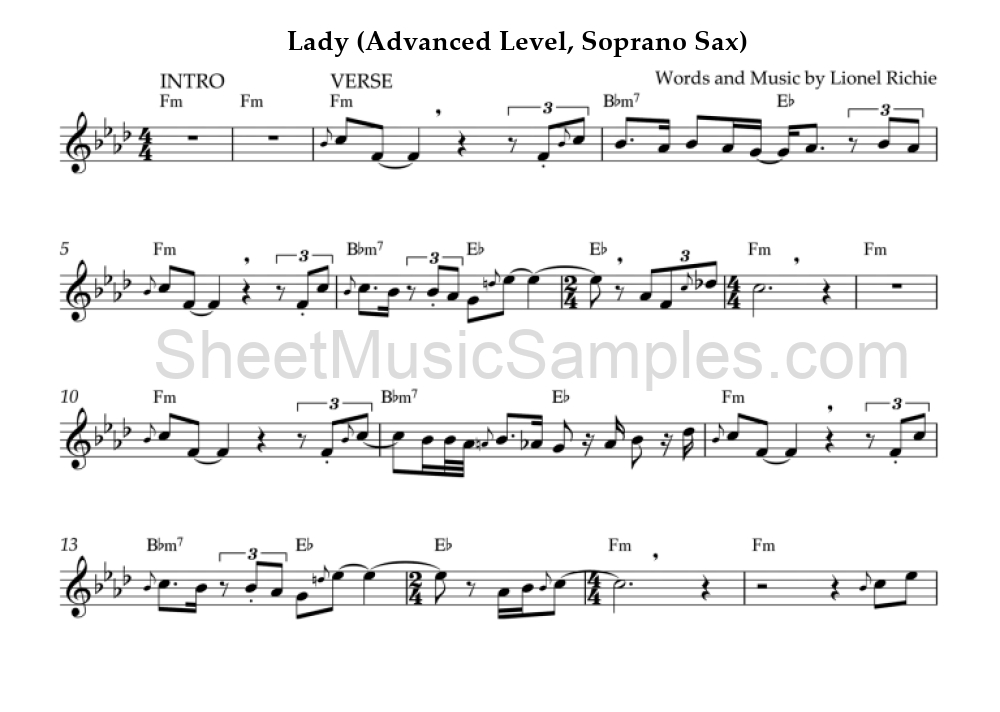 Lady (Advanced Level, Soprano Sax)