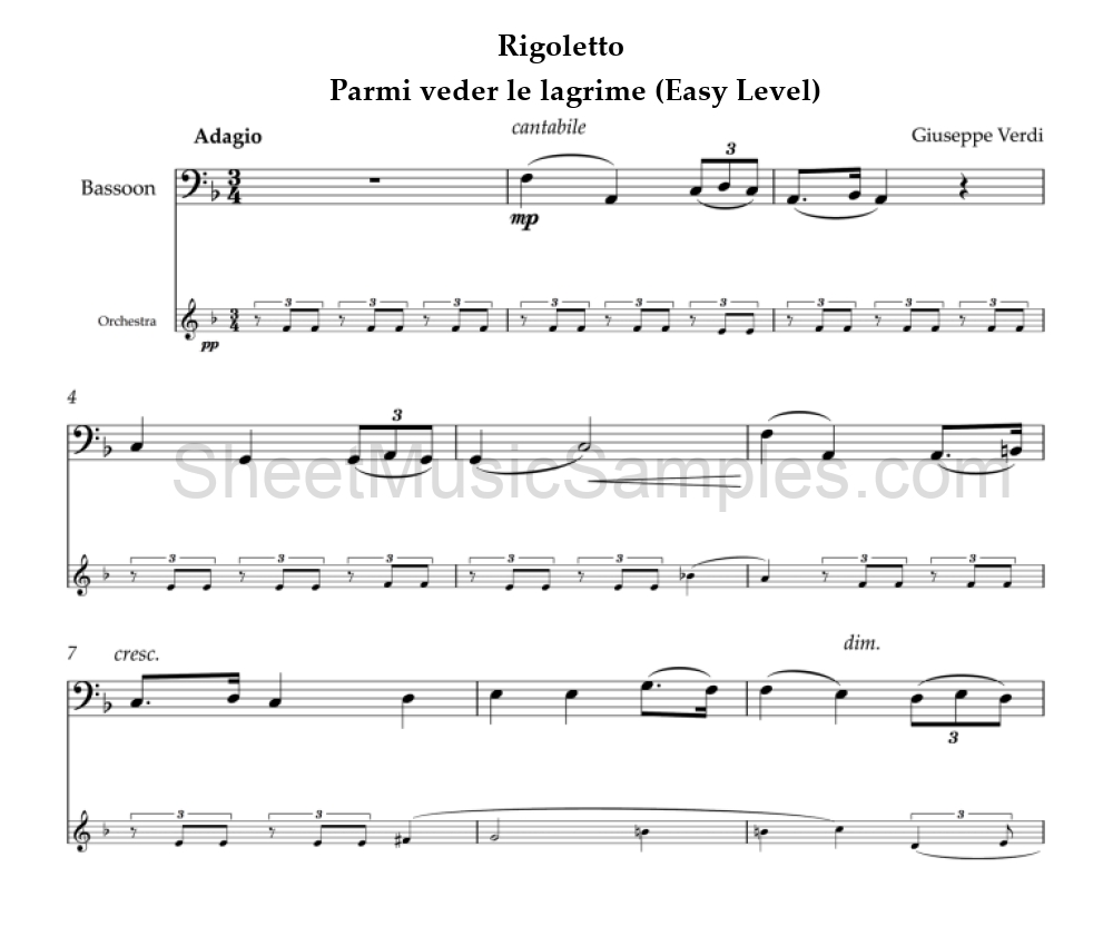 Rigoletto - Parmi veder le lagrime (Easy Level)