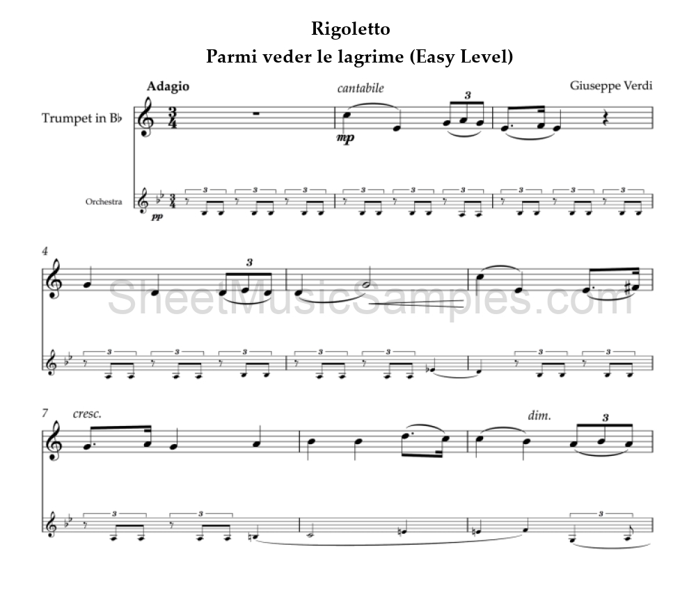 Rigoletto - Parmi veder le lagrime (Easy Level)