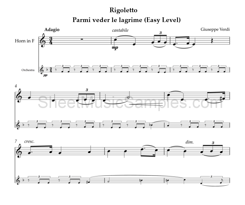 Rigoletto - Parmi veder le lagrime (Easy Level)