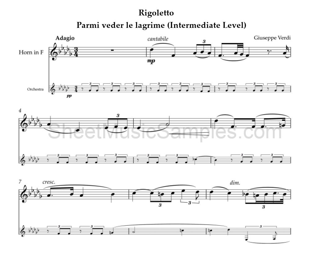 Rigoletto - Parmi veder le lagrime (Intermediate Level)