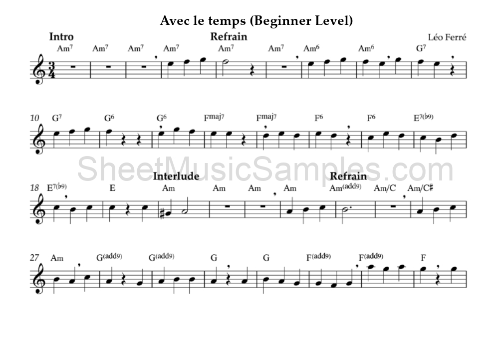 Avec le temps (Beginner Level)